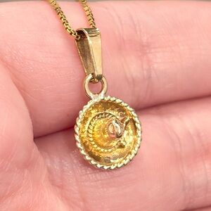 14K Sombrero Pendant, Small Petite 3D Charm, Yellow Gold